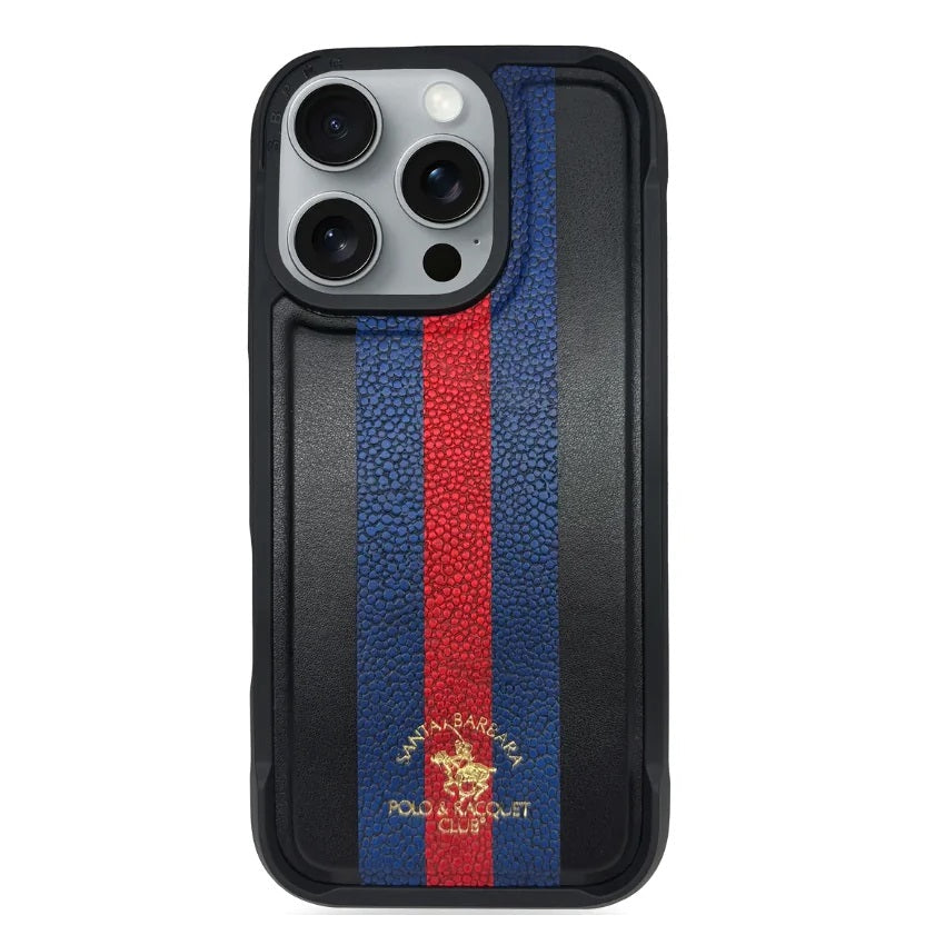 I phone 16 pro maxx Santa Barbara Polo Raquet Club Barton Series for iPhone (Blue & Red)