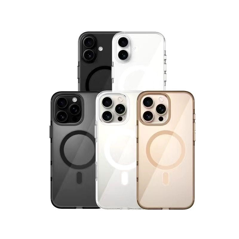I phone 16 pro maxx smoke black and transparent and desert titanium, anti yellow shock Proof case
