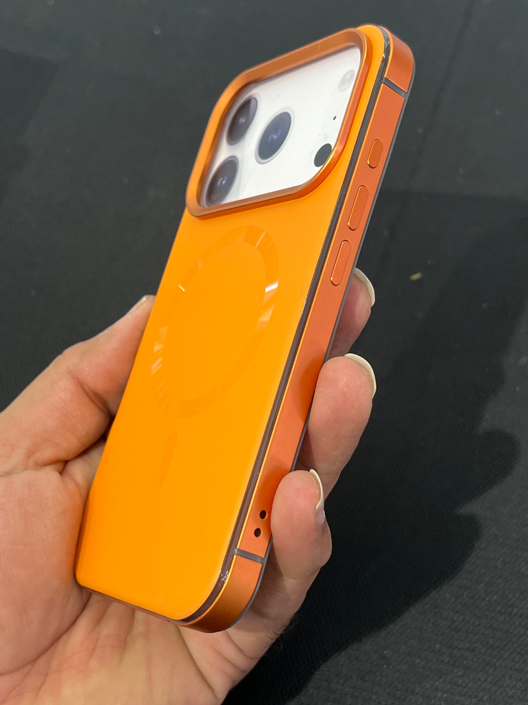 Side metal bumper case with  back magsafe and soft silicon case for 17 pro max