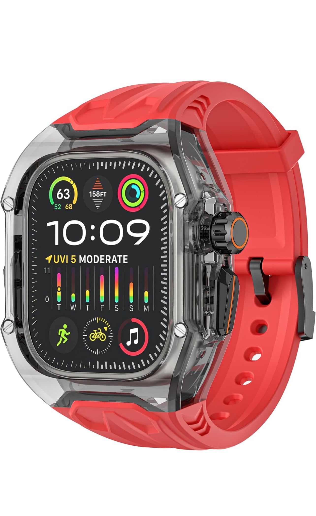 Gk® Clear Heavy Duty Watch Case Band Compatible with Apple iWatch Series | many colours available | For Apple Watch case 45MM