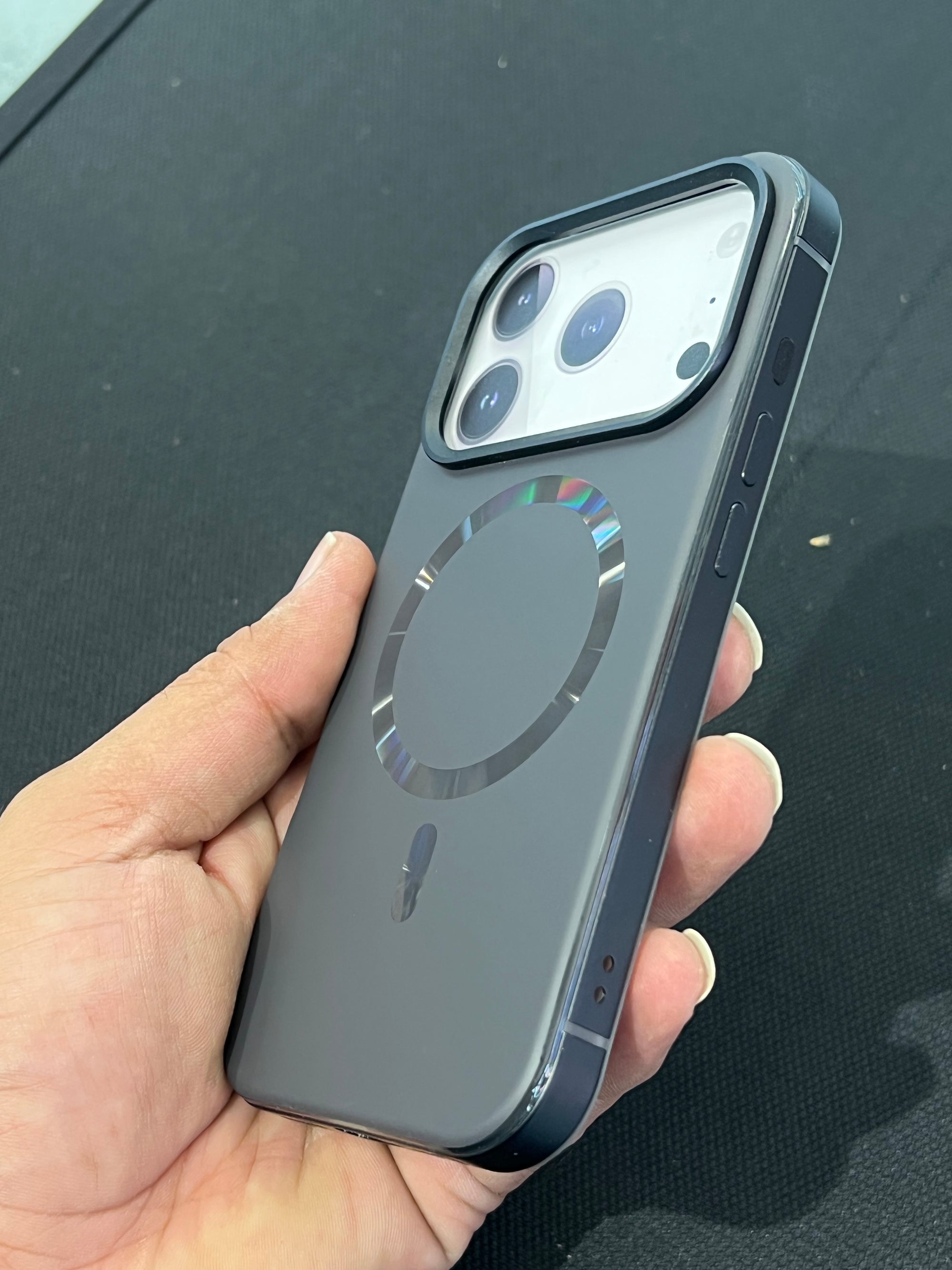 Side metal bumper case with  back magsafe and soft silicon case for 17 pro max
