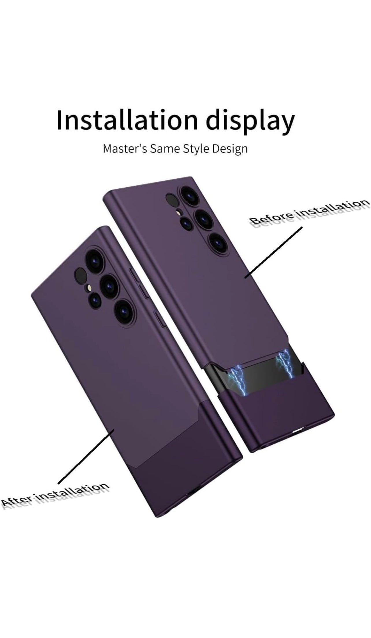 Ultra Thin Matte Case Compatible with Samsung Galaxy S25 Ultra Release 2025 Slim Hard PC Full Body and Independent Camera Protection Cover, Black & Purple