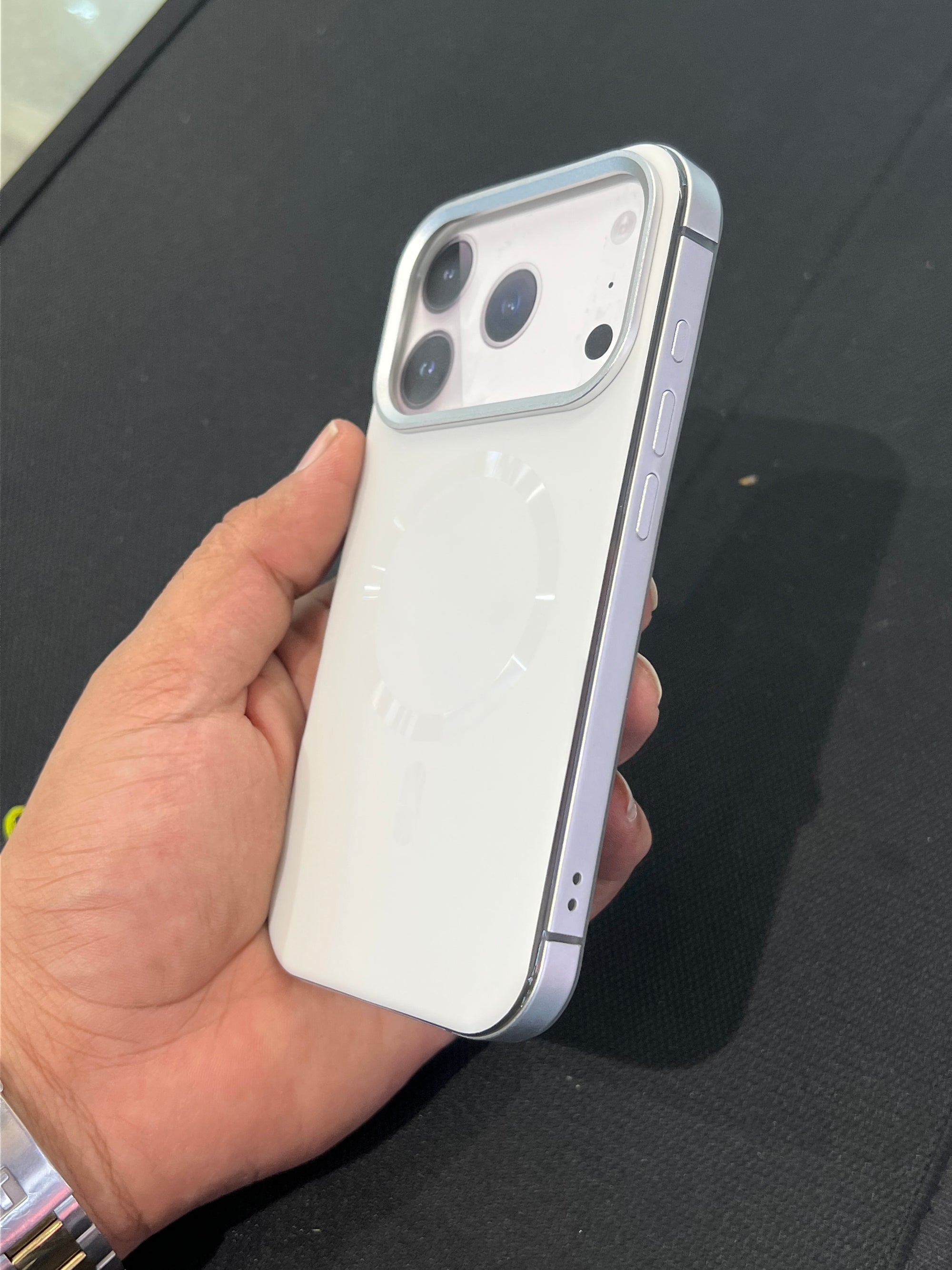 Side metal bumper case with  back magsafe and soft silicon case for 17 pro max