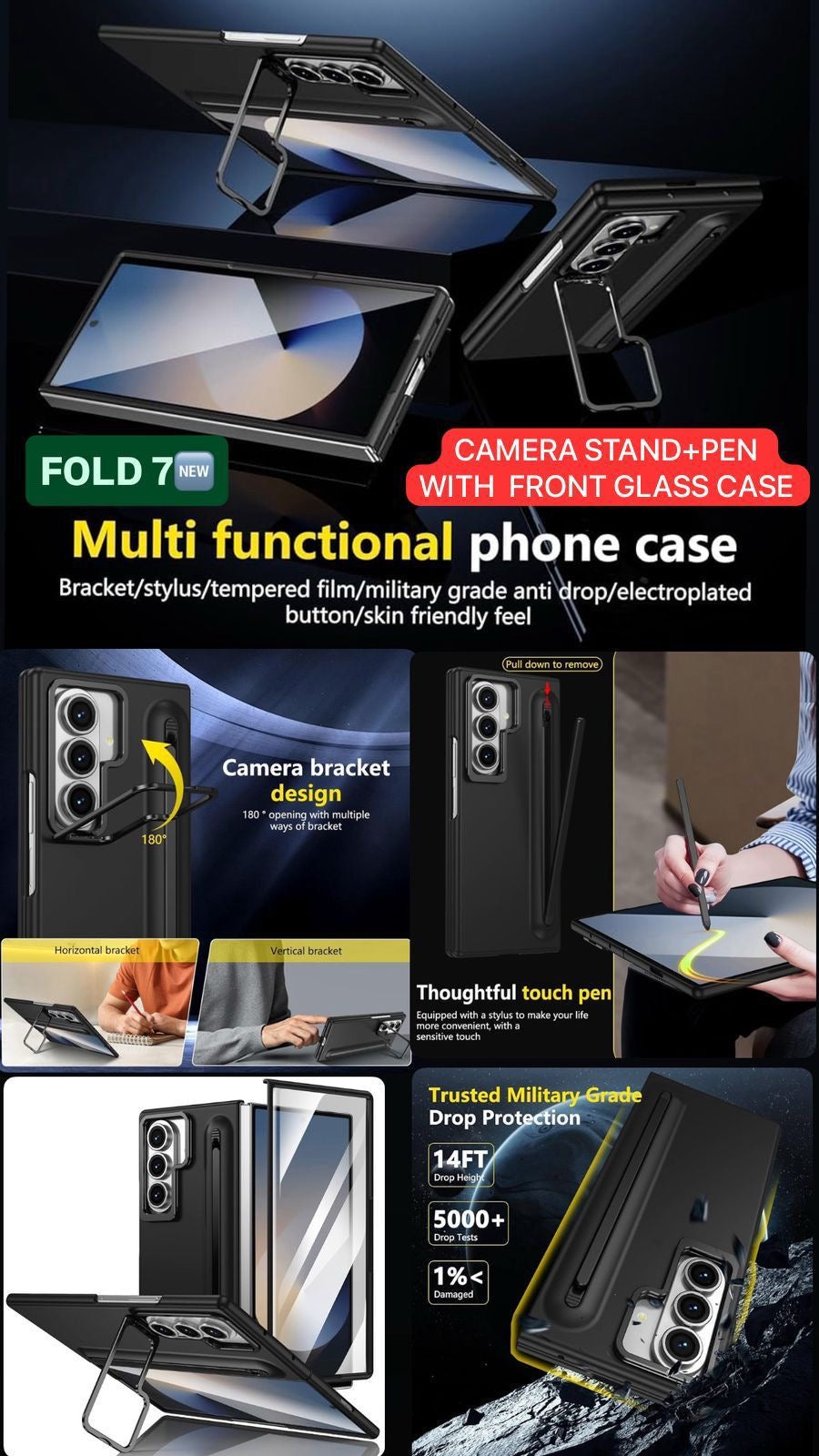 Samsung fold 7 multi purpose case stand pencil camera protection