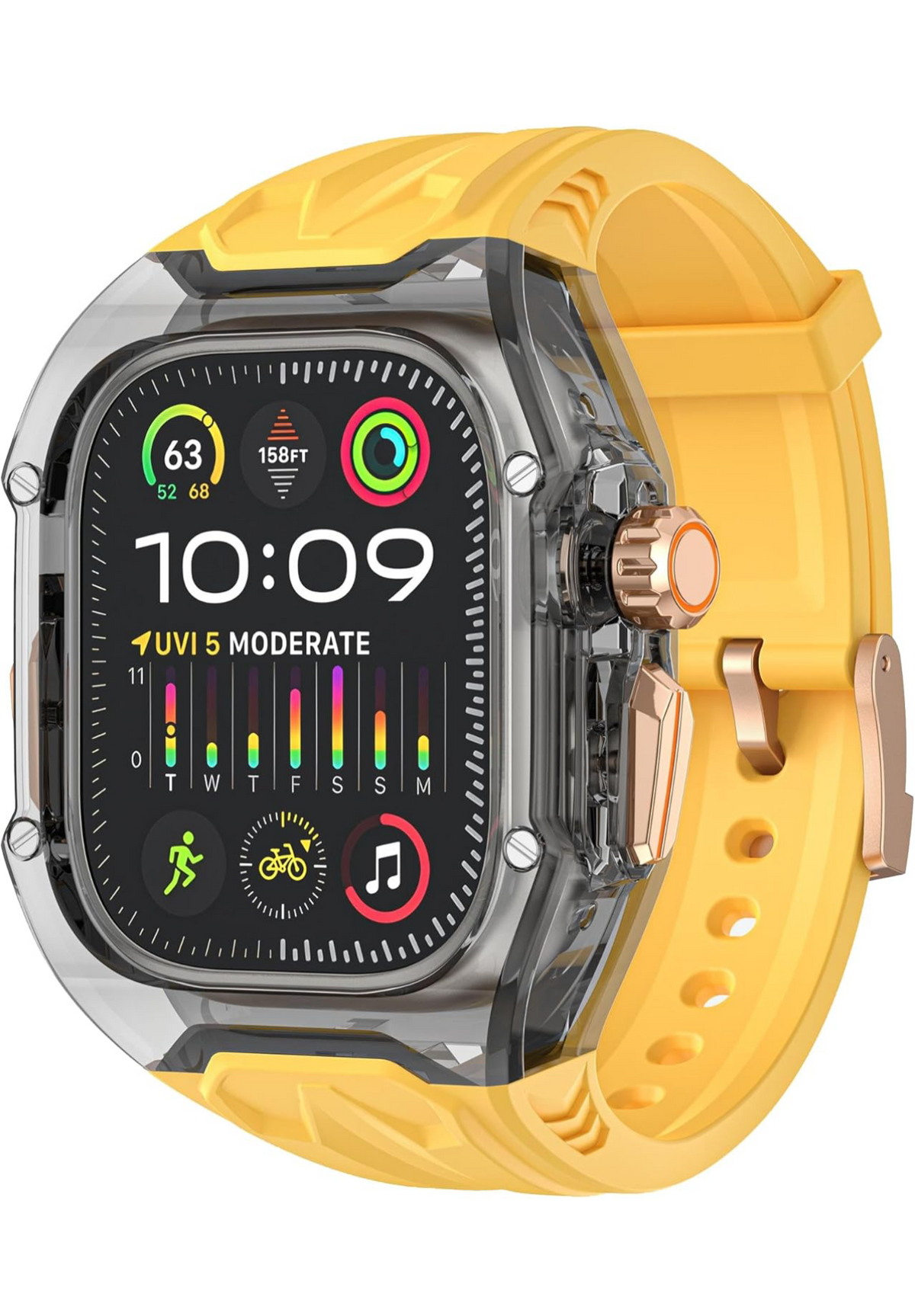 Gk® Clear Heavy Duty Watch Case Band Compatible with Apple iWatch Series | many colours available | For Apple Watch case 45MM