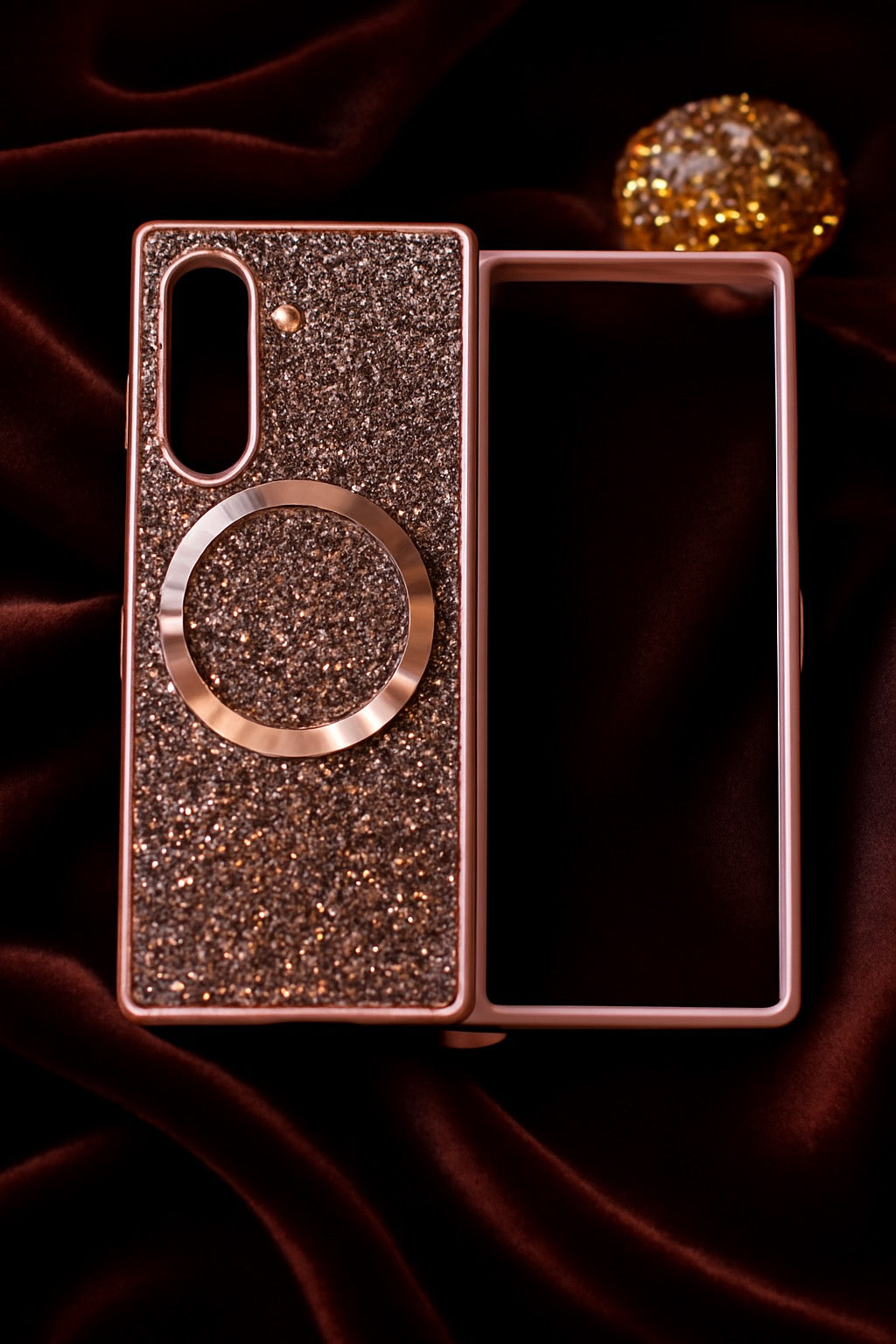 Galaxy fold 6 golden magsafe glitter case