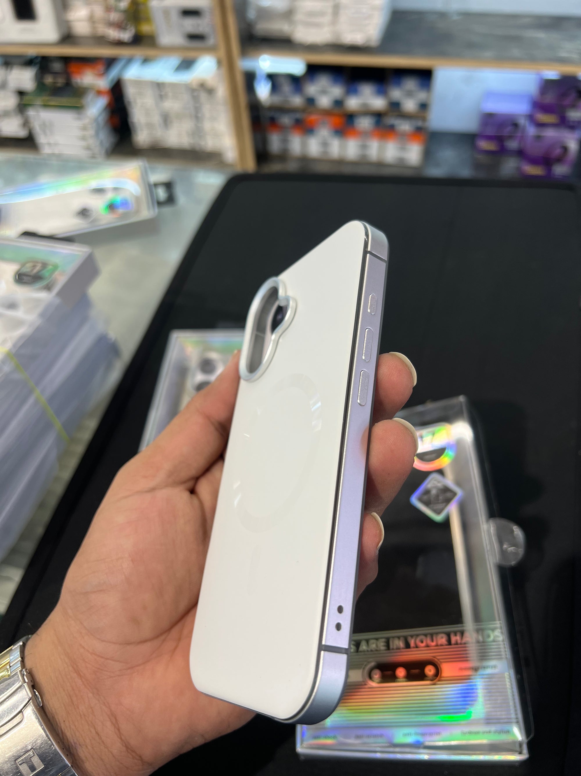 Side metal bumper case with white magsafe and soft silicon case for 17