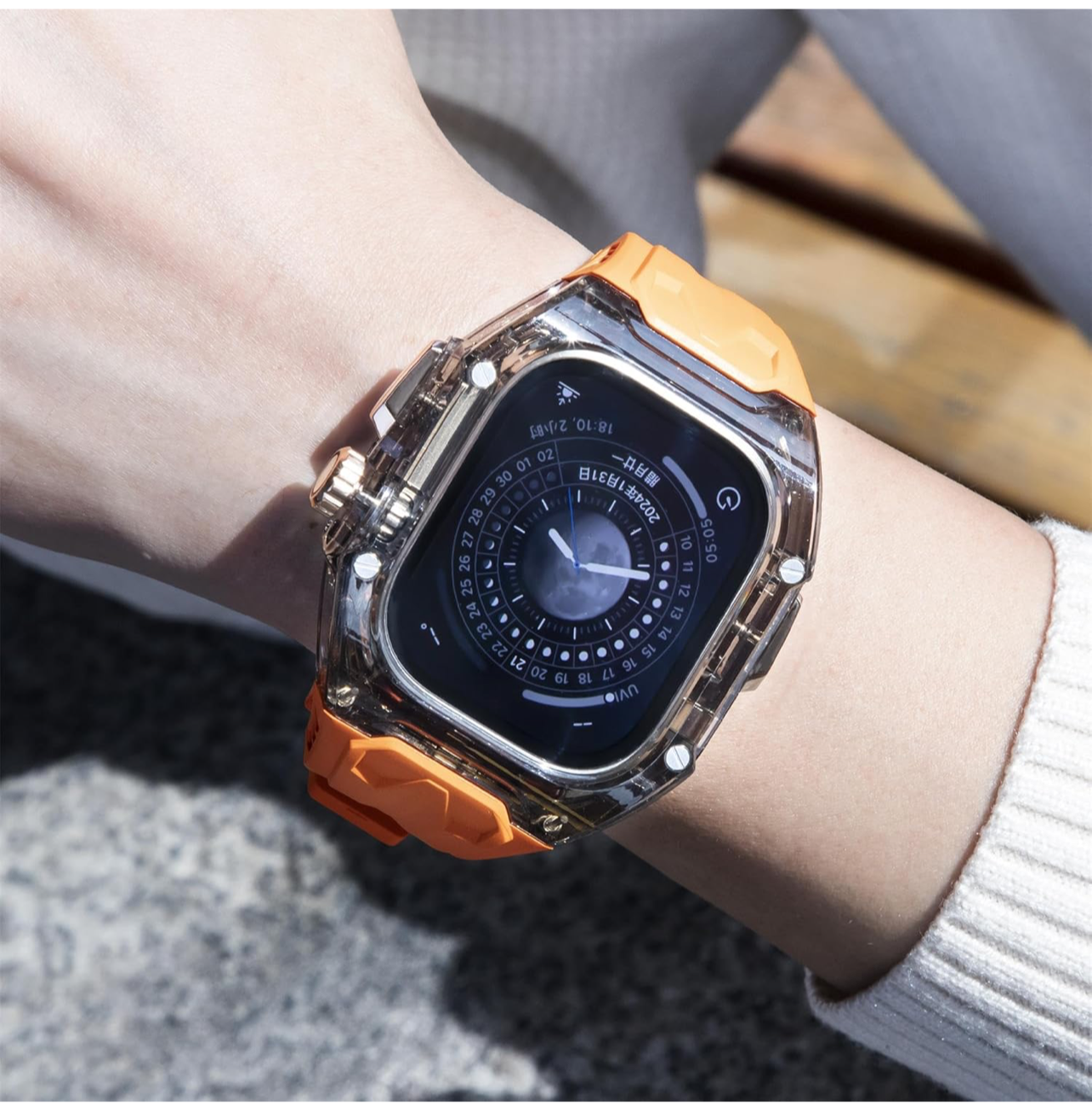 Gk® Clear Heavy Duty Watch Case Band Compatible with Apple iWatch Series | many colours available | For Apple Watch case 45MM