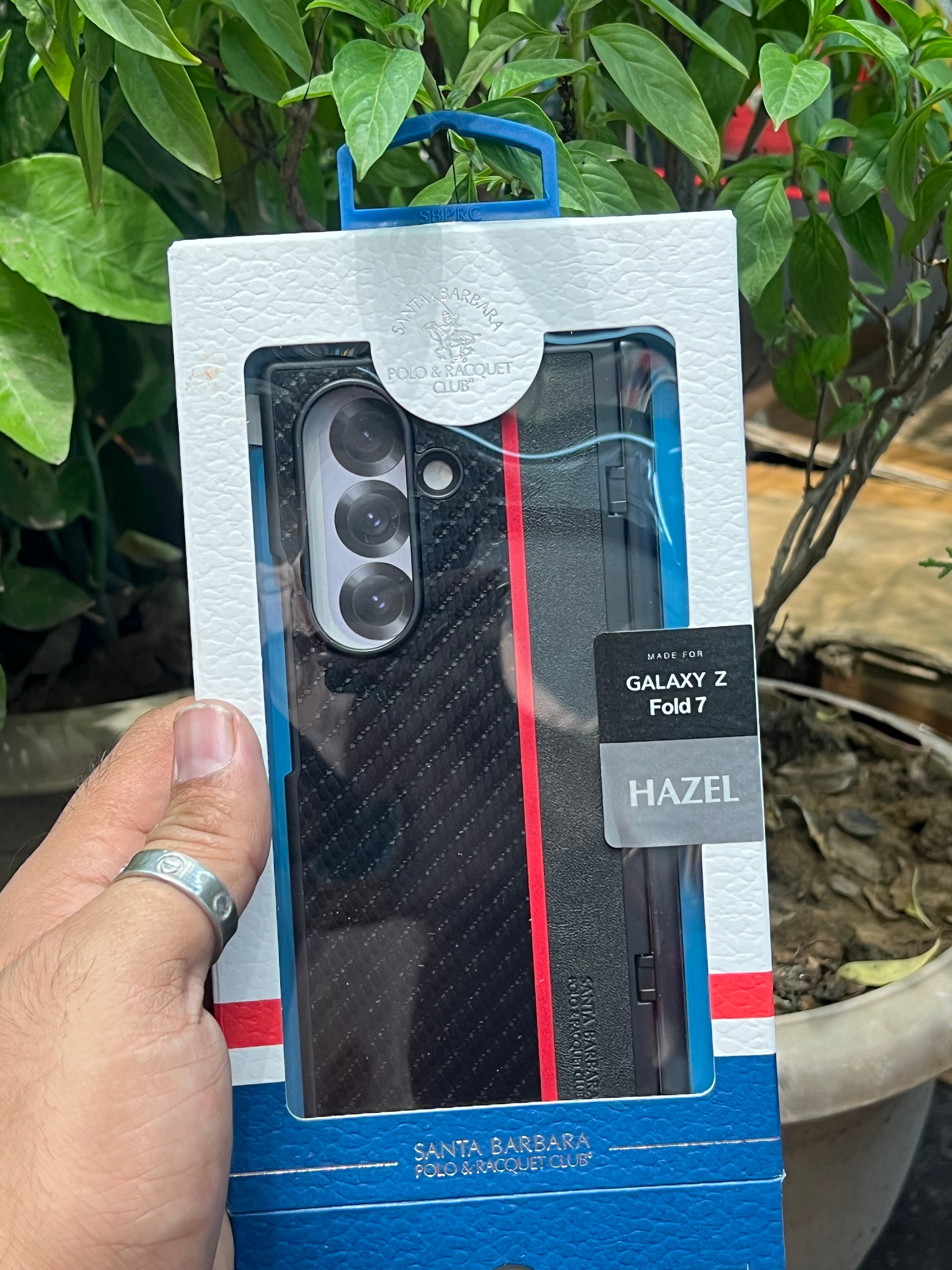 Samsung Galaxy Z Fold7 Original Santa Barbara Polo 'Hazel' Series Leather Case with Hinge Protection & Front Glass - Black