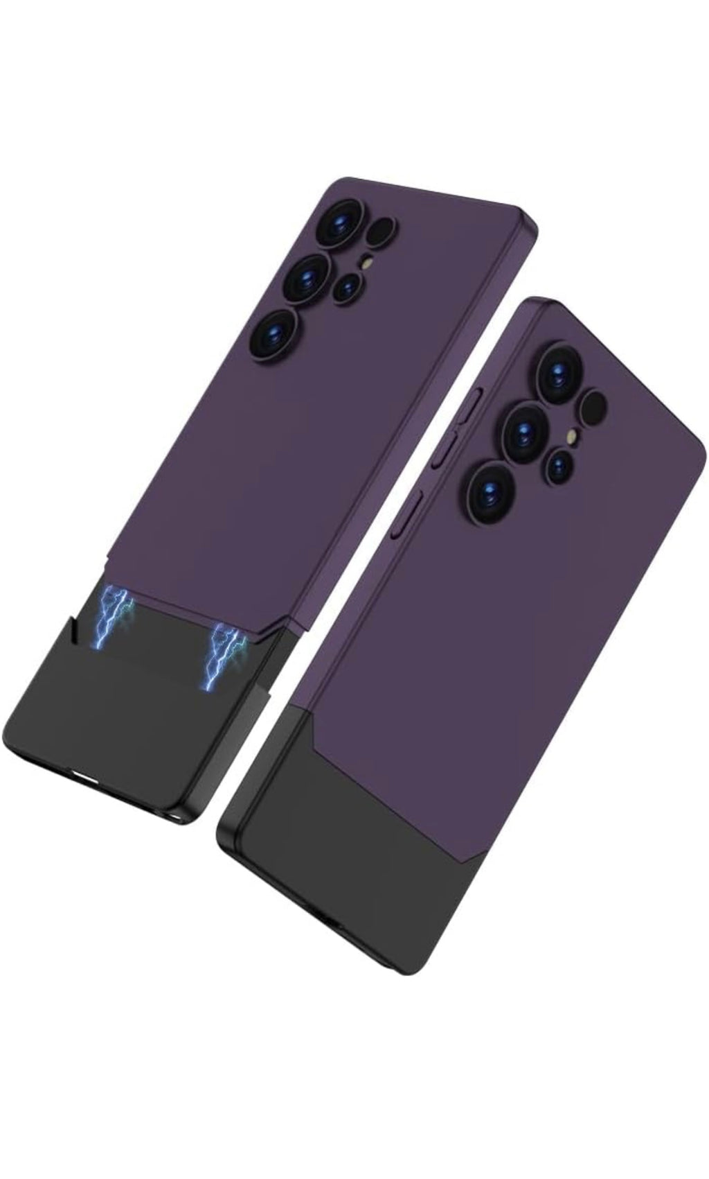 Ultra Thin Matte Case Compatible with Samsung Galaxy S25 Ultra Release 2025 Slim Hard PC Full Body and Independent Camera Protection Cover, Black & Purple