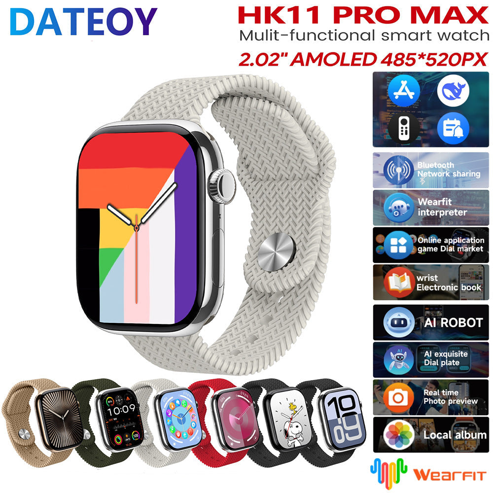 HK11 Pro Max GEN 2 AI Smartwatch – 2.02" AOD AMOLED Display, OS26, AI Voice Assistant & Schedule reminders