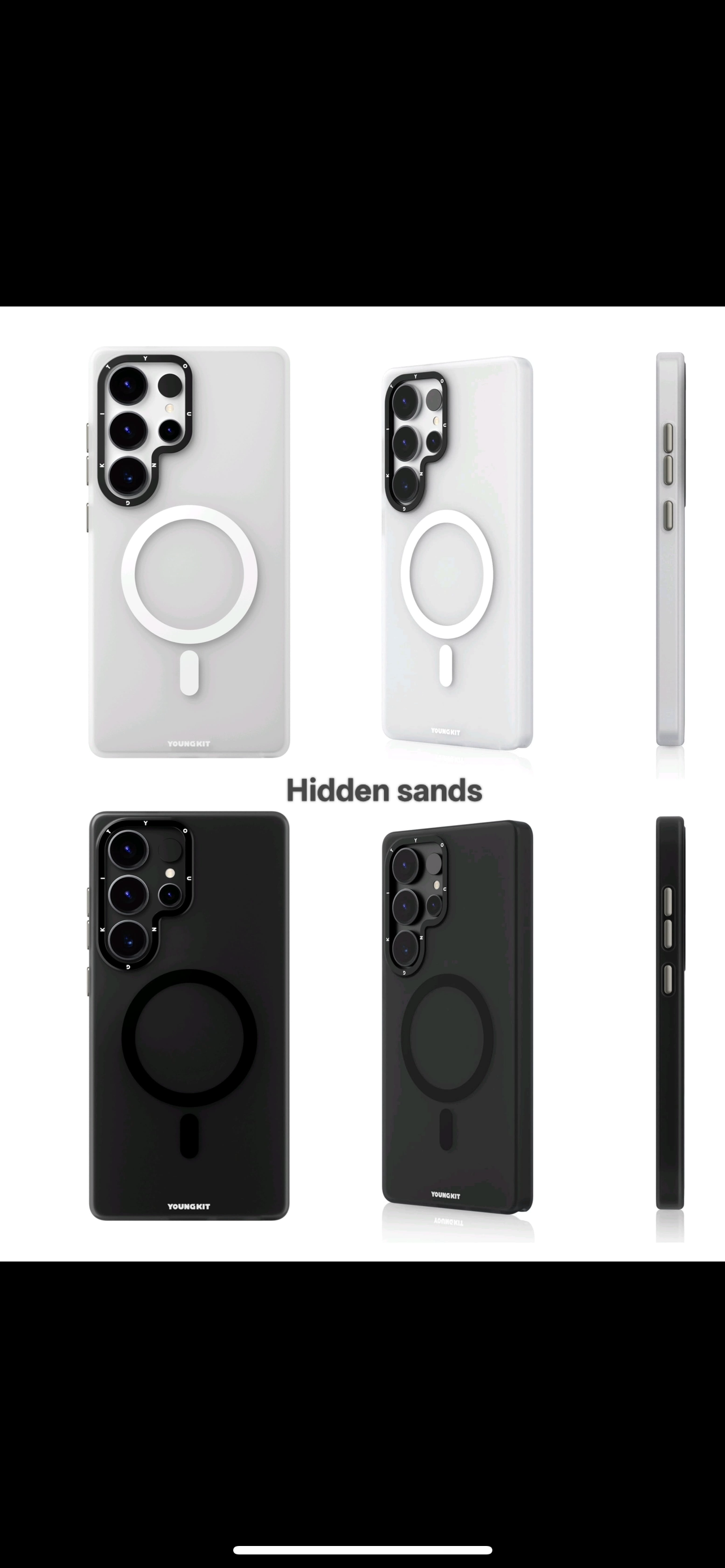 Samsung Galaxy S25 Ultra YOUNGKIT Hidden Sand Matte Case with Magsafe - Black and white