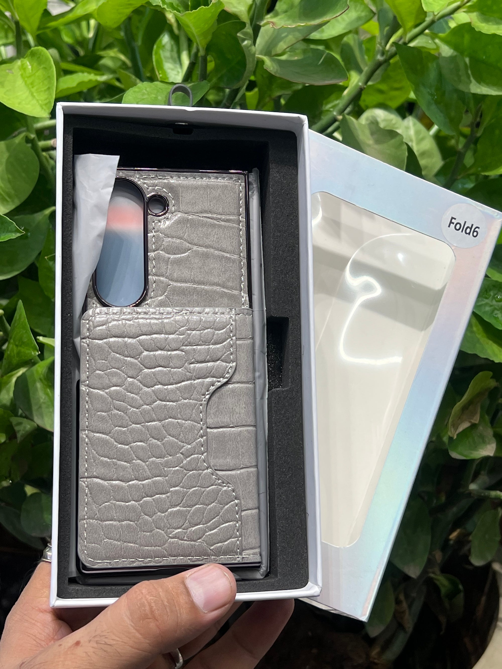 Galaxy fold 6 leather pocket case front glass protection