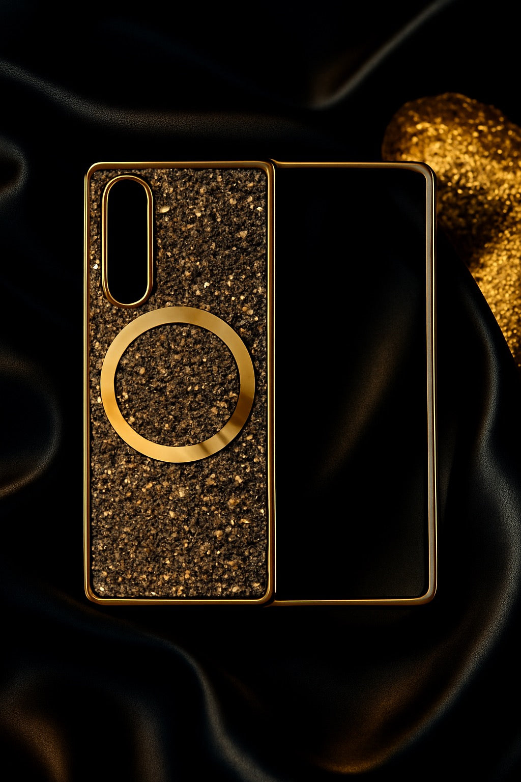 Galaxy fold 6 golden magsafe glitter case