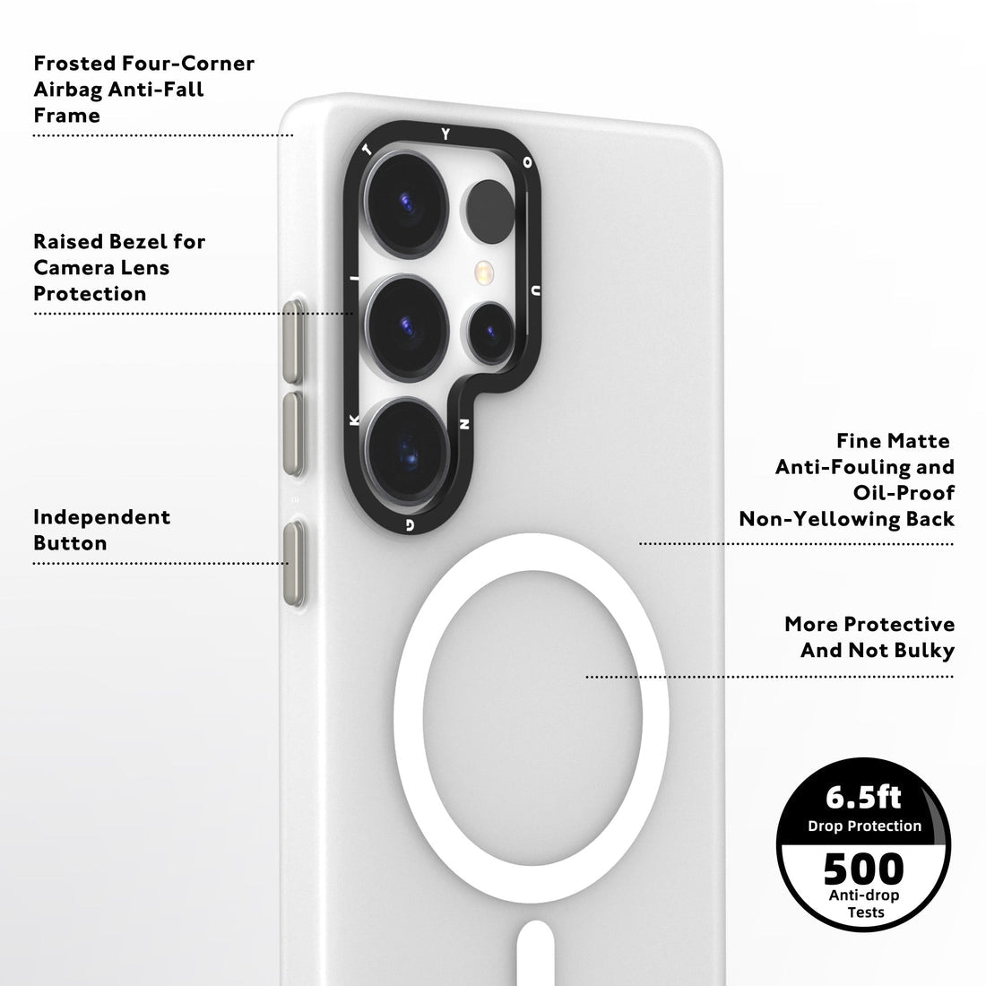 Samsung Galaxy S25 Ultra YOUNGKIT Hidden Sand Matte Case with Magsafe - Black and white