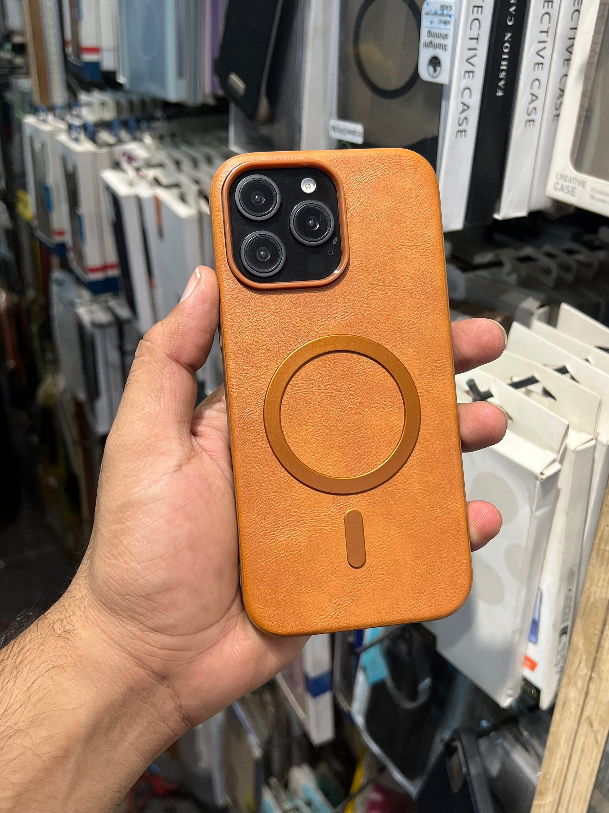 Leather magsafe case i phone 16 pro maxx