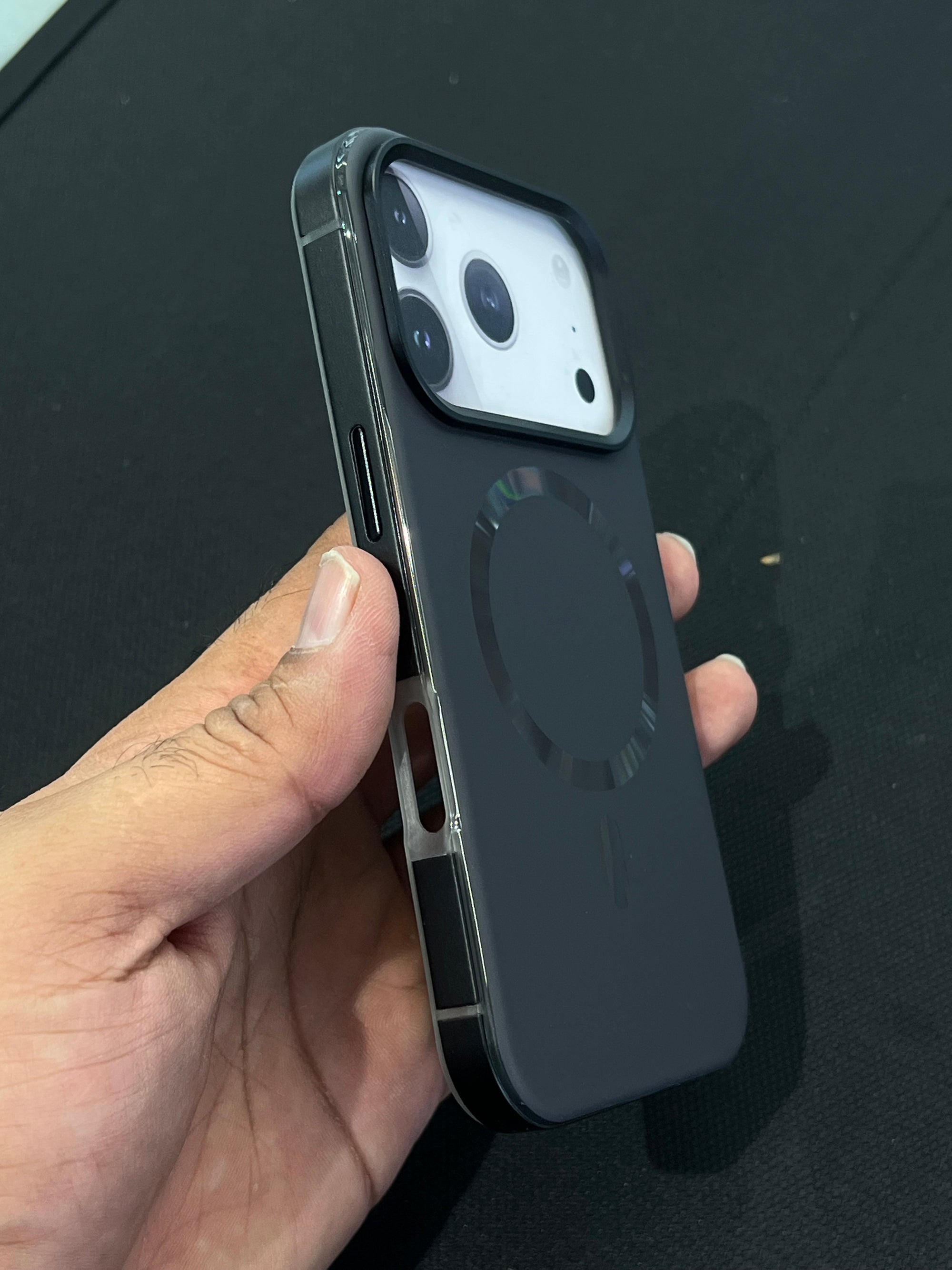 Side metal bumper case with  back magsafe and soft silicon case for 17 pro max