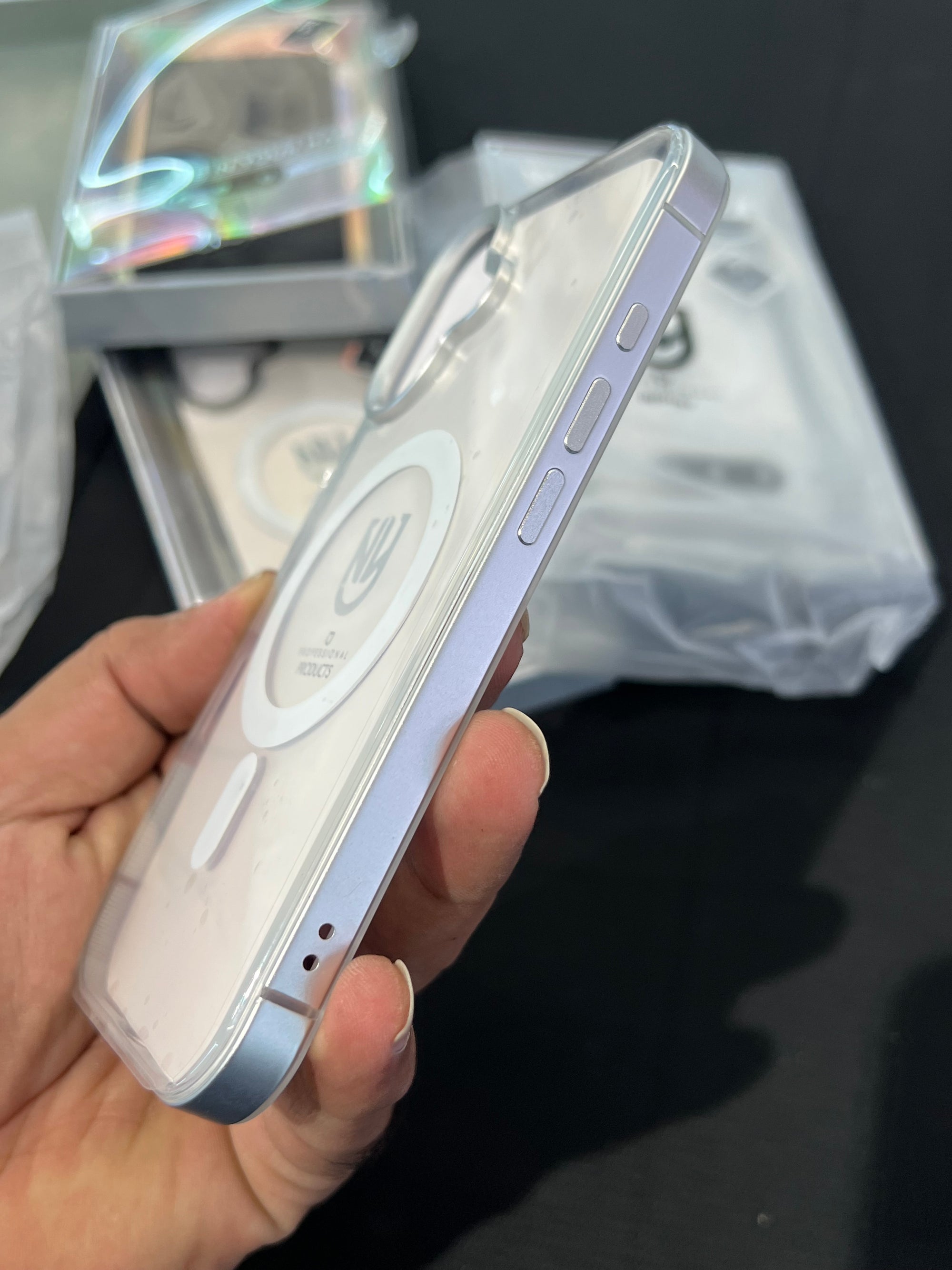 Silver Metal bumper case with non yellow back guard with magsafe i phone 17