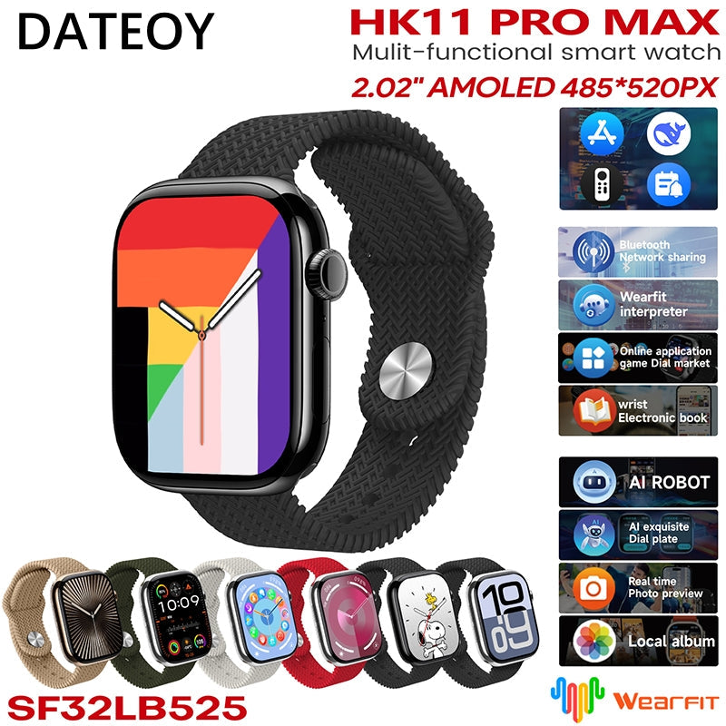 HK11 Pro Max GEN 2 AI Smartwatch – 2.02" AOD AMOLED Display, OS26, AI Voice Assistant & Schedule reminders