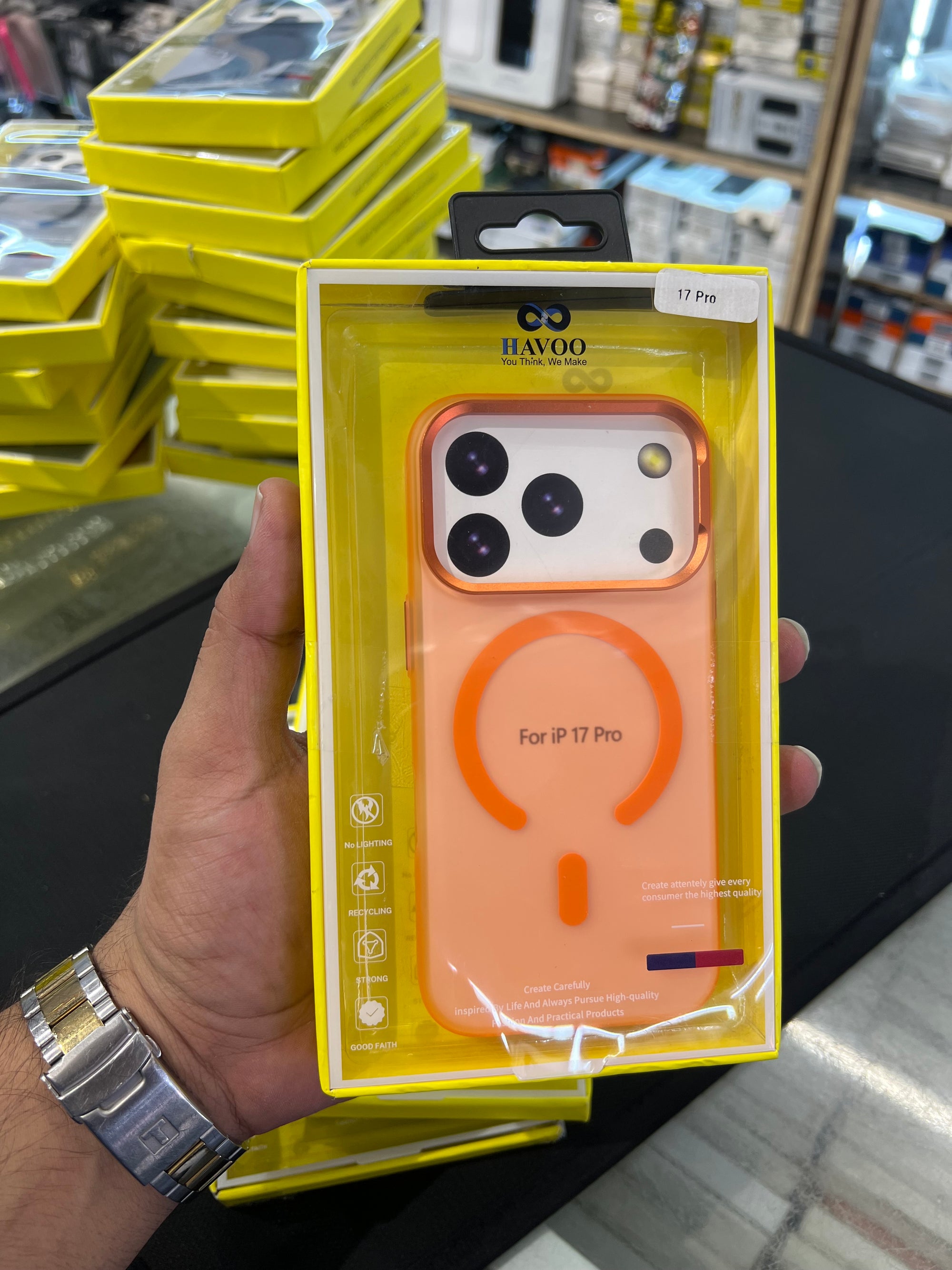 Paper matte orange case with canera protection 17 pro maxx