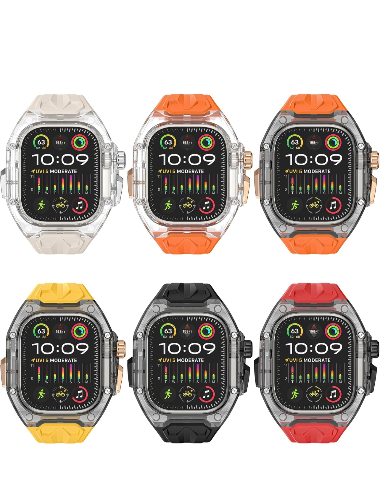 Gk® Clear Heavy Duty Watch Case Band Compatible with Apple iWatch Series | many colours available | For Apple Watch case 45MM