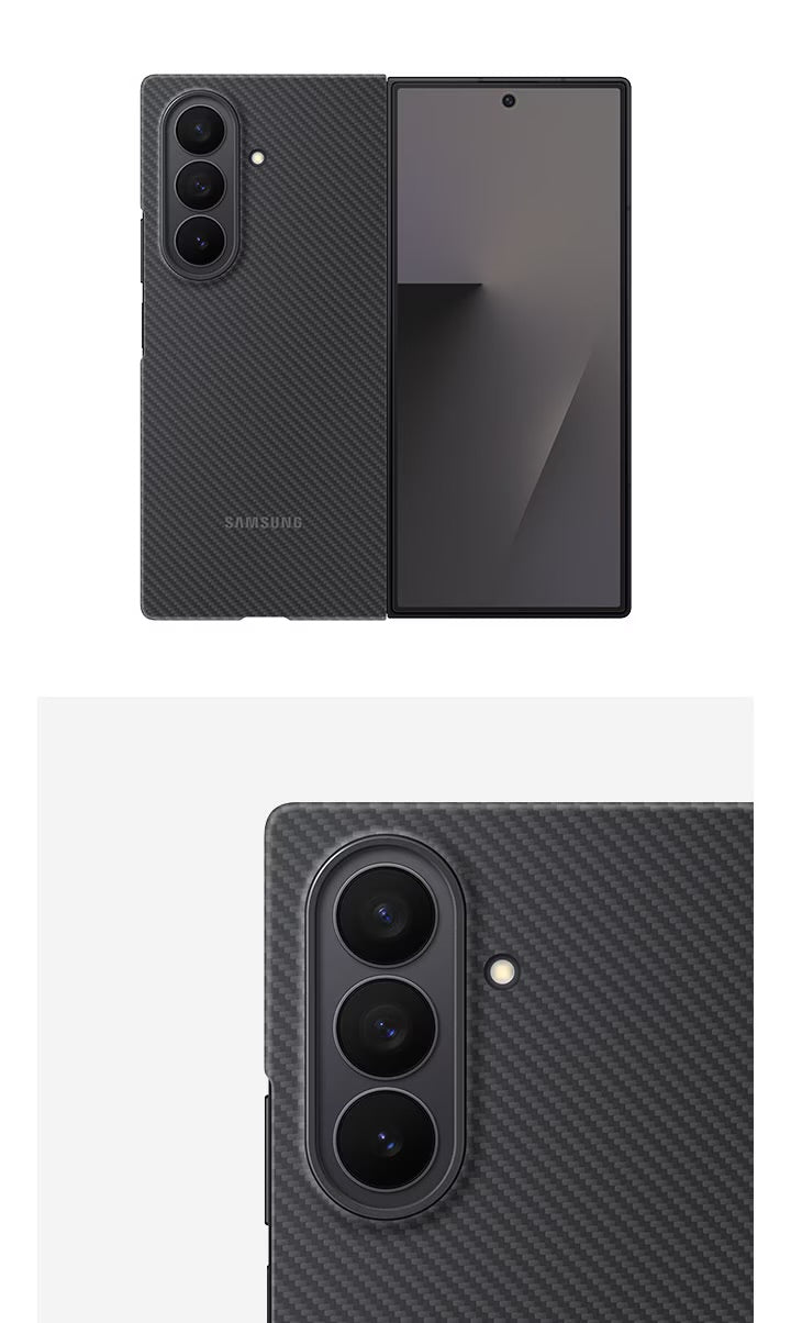 Samsung Galaxy Z Fold7 Carbon Case, X-level 0.6mm Thin Carbon Fiber Kevlar Case - Black