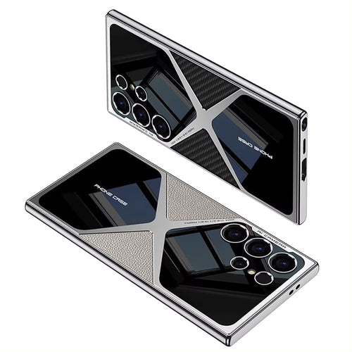 (Copy) Electroplated Leather Anti-fall Protective Phone Case s24 ultra cream leather case