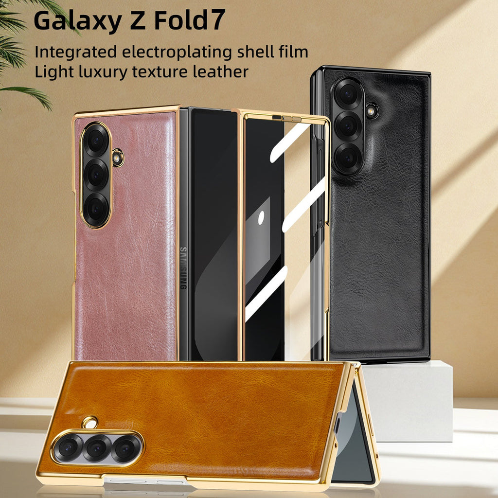 Galxy fold 7chrome slim with stand front glass case