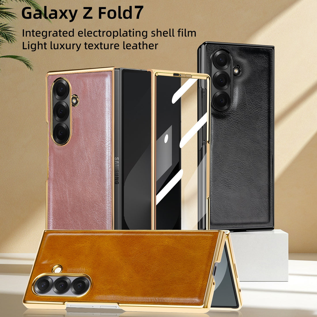 Galxy fold 7chrome slim with stand front glass case