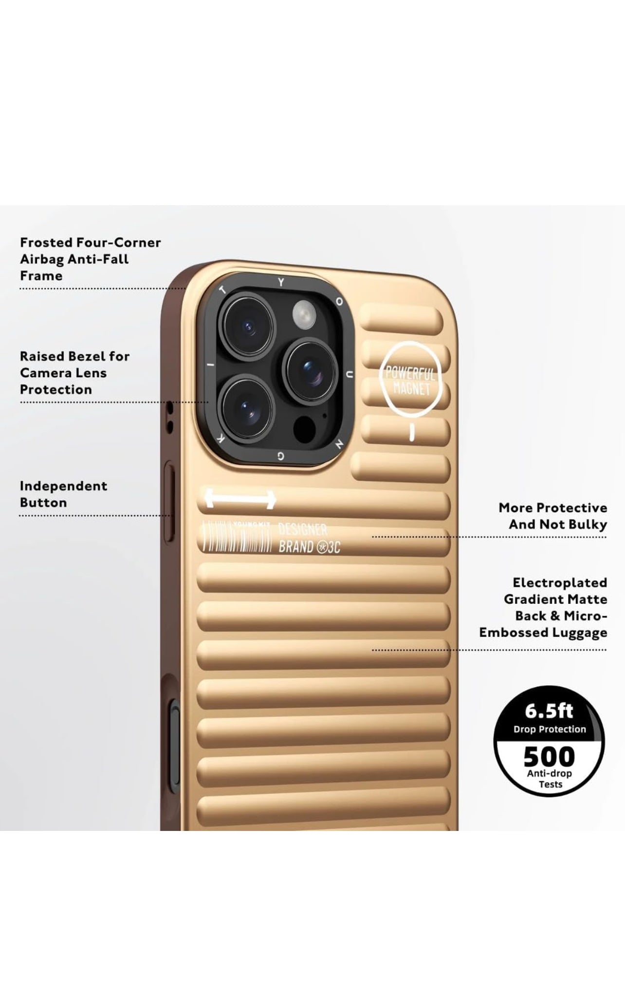 Youngkit original  iphone16pro max compatible gold case