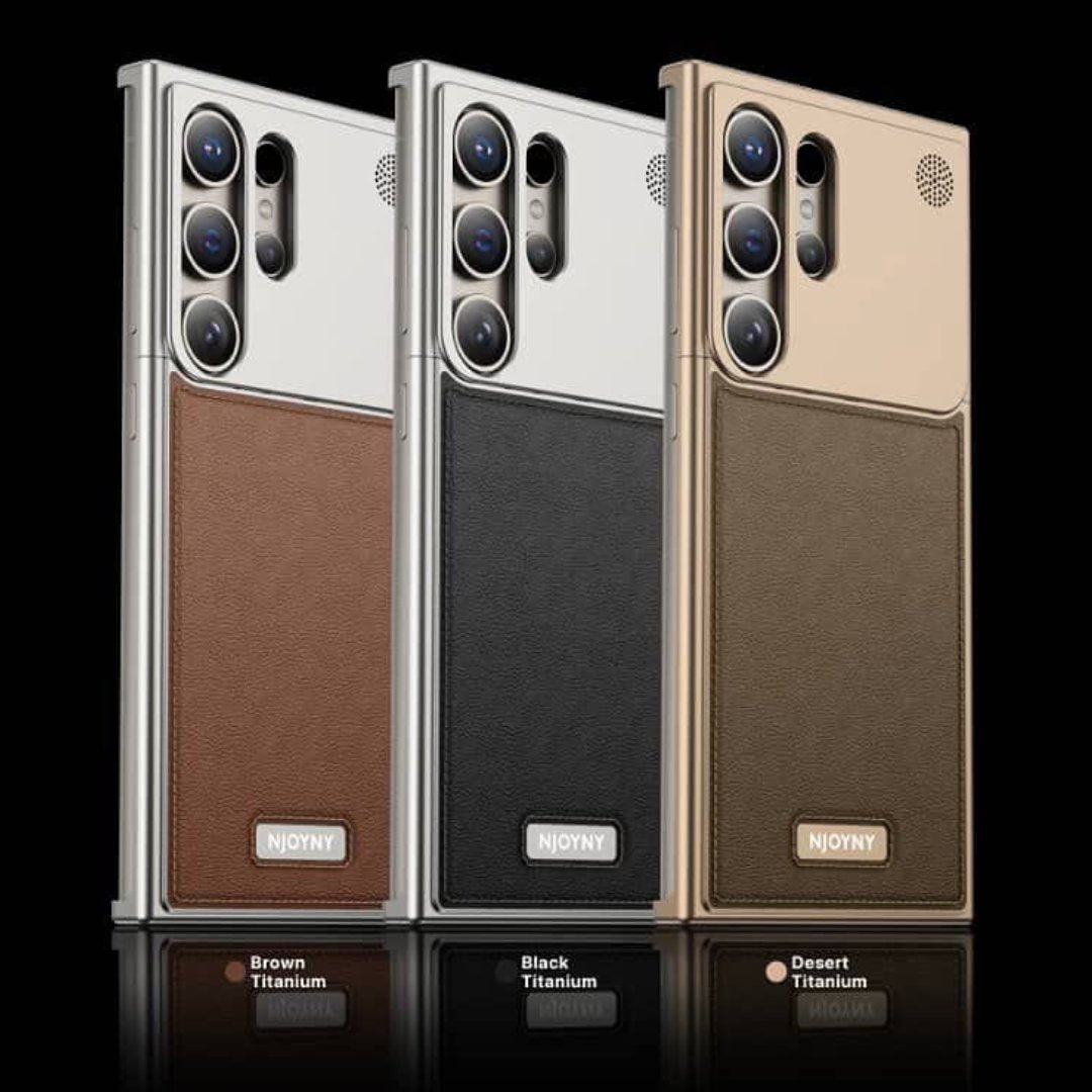 Metallic AeroFLex Aluminium Leather Case for Samsung Galaxy S25 Ultra (Desert Titanium)