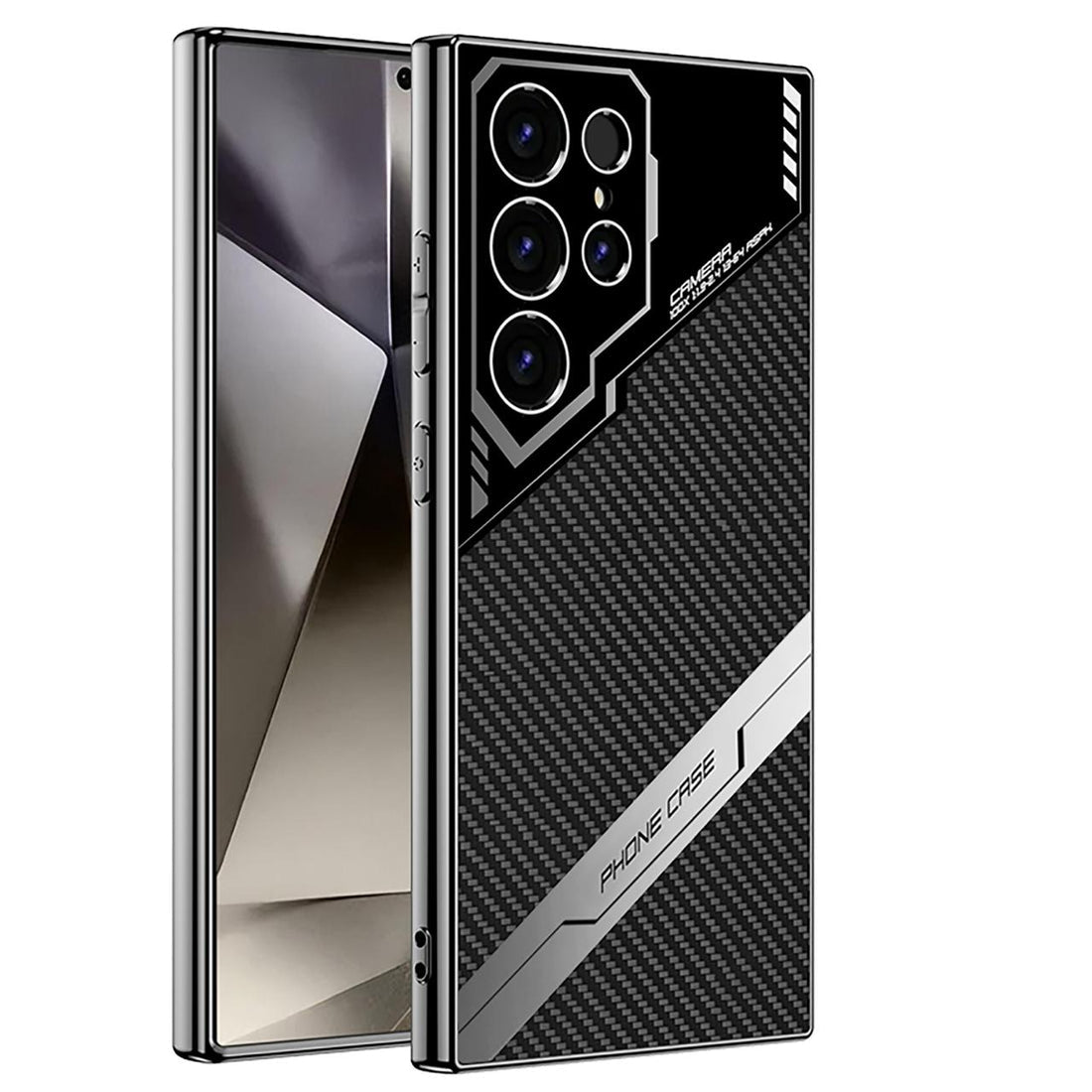 Electroplated Leather Anti-fall Protective Phone Case s24 ultra black  carbon case