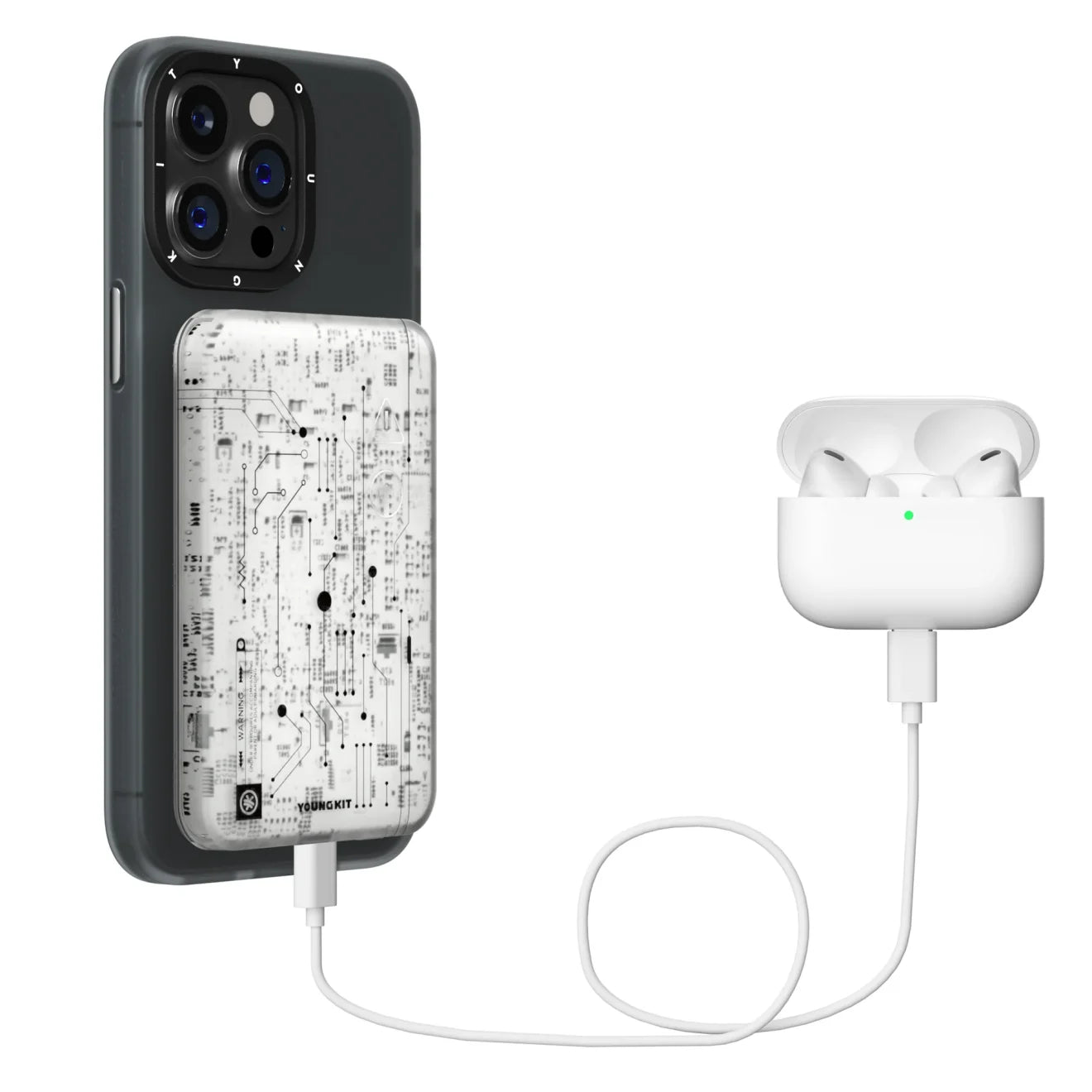 Youngkit Power Bank MagSafe Compatible 15W 5,000 mAh – Black and white