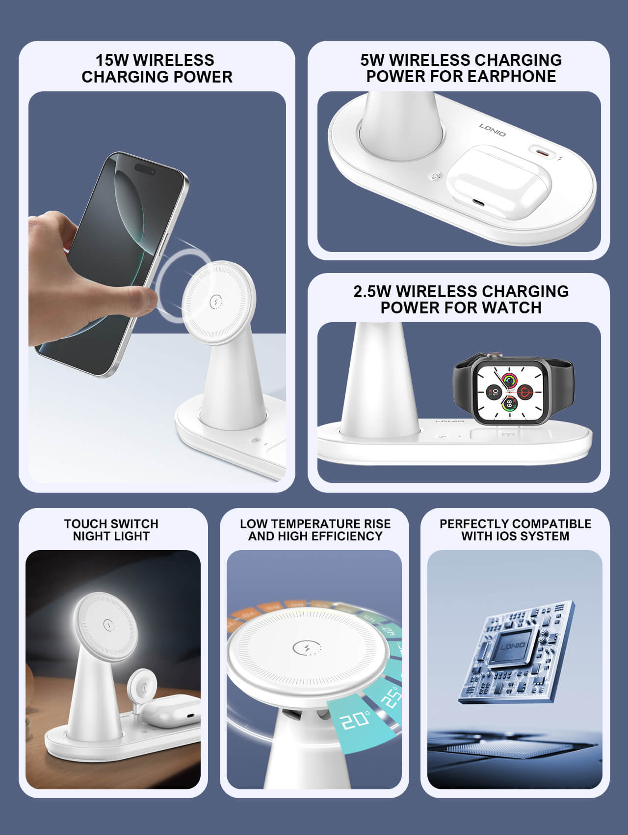 Ldnio 5 IN 1 Desktop Wireless Charging Station WL01