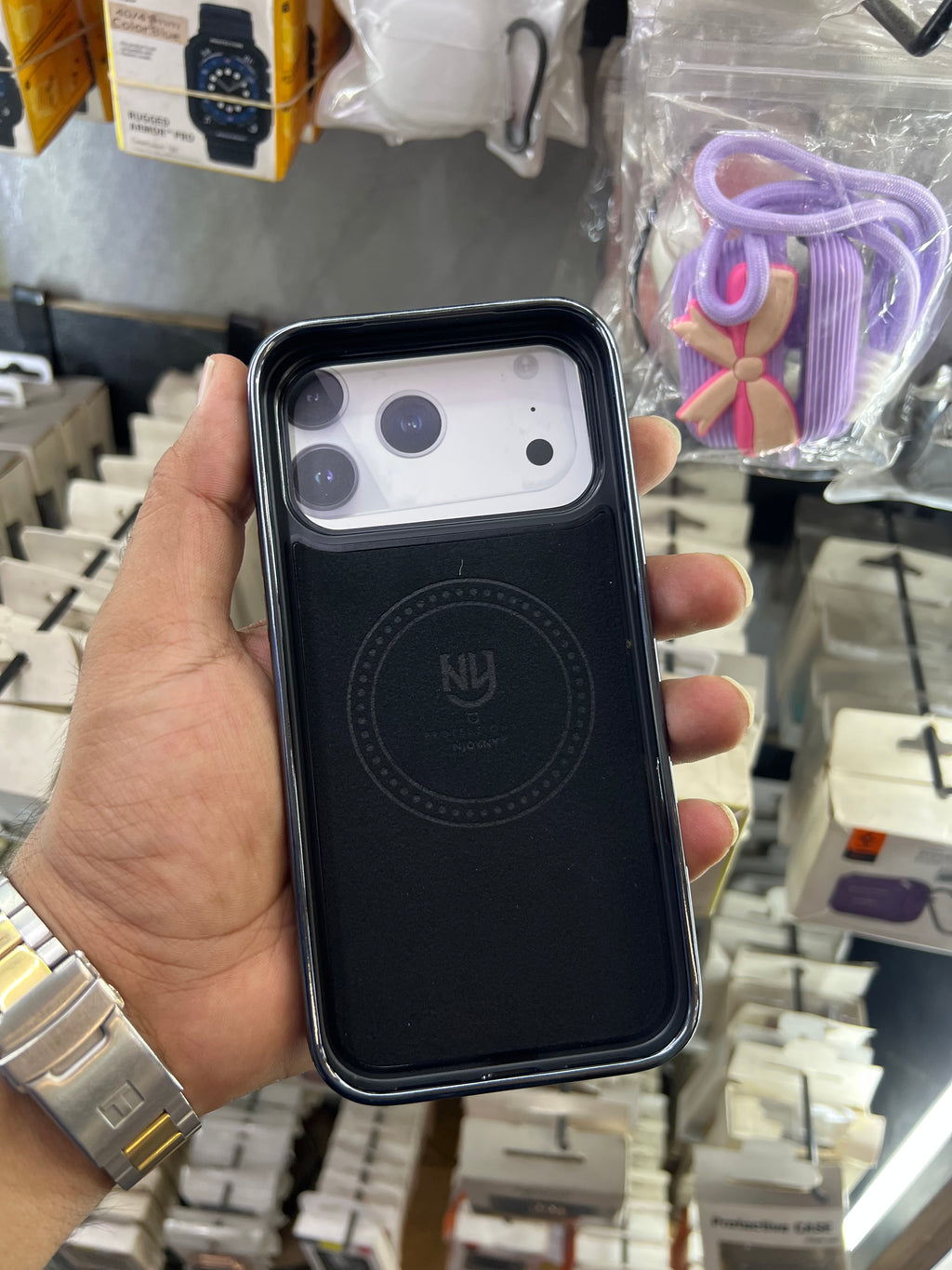 Ny blue leather magsafe case i phone 17 pro