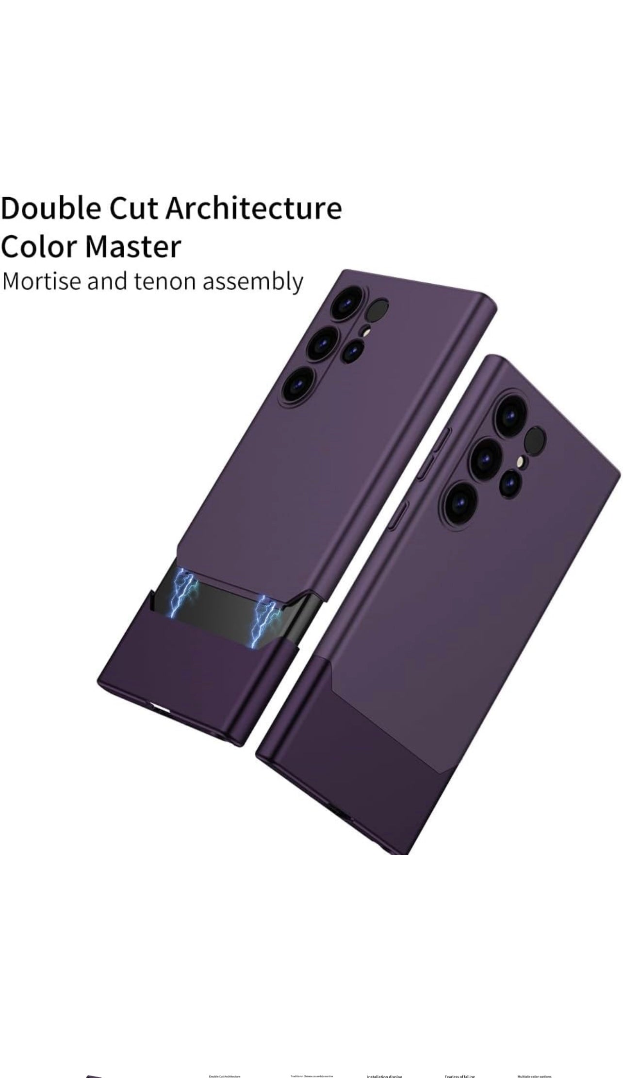 Ultra Thin Matte Case Compatible with Samsung Galaxy S25 Ultra Release 2025 Slim Hard PC Full Body and Independent Camera Protection Cover, Black & Purple