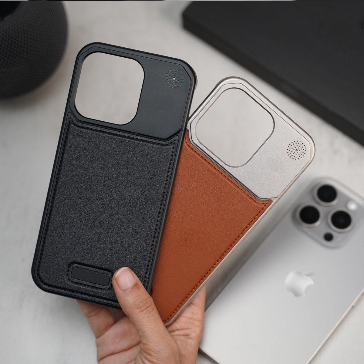 iPhone 16 Pro Super Slim AeroFLex Metal Frame Less Leather Case with Magsafe - Brown