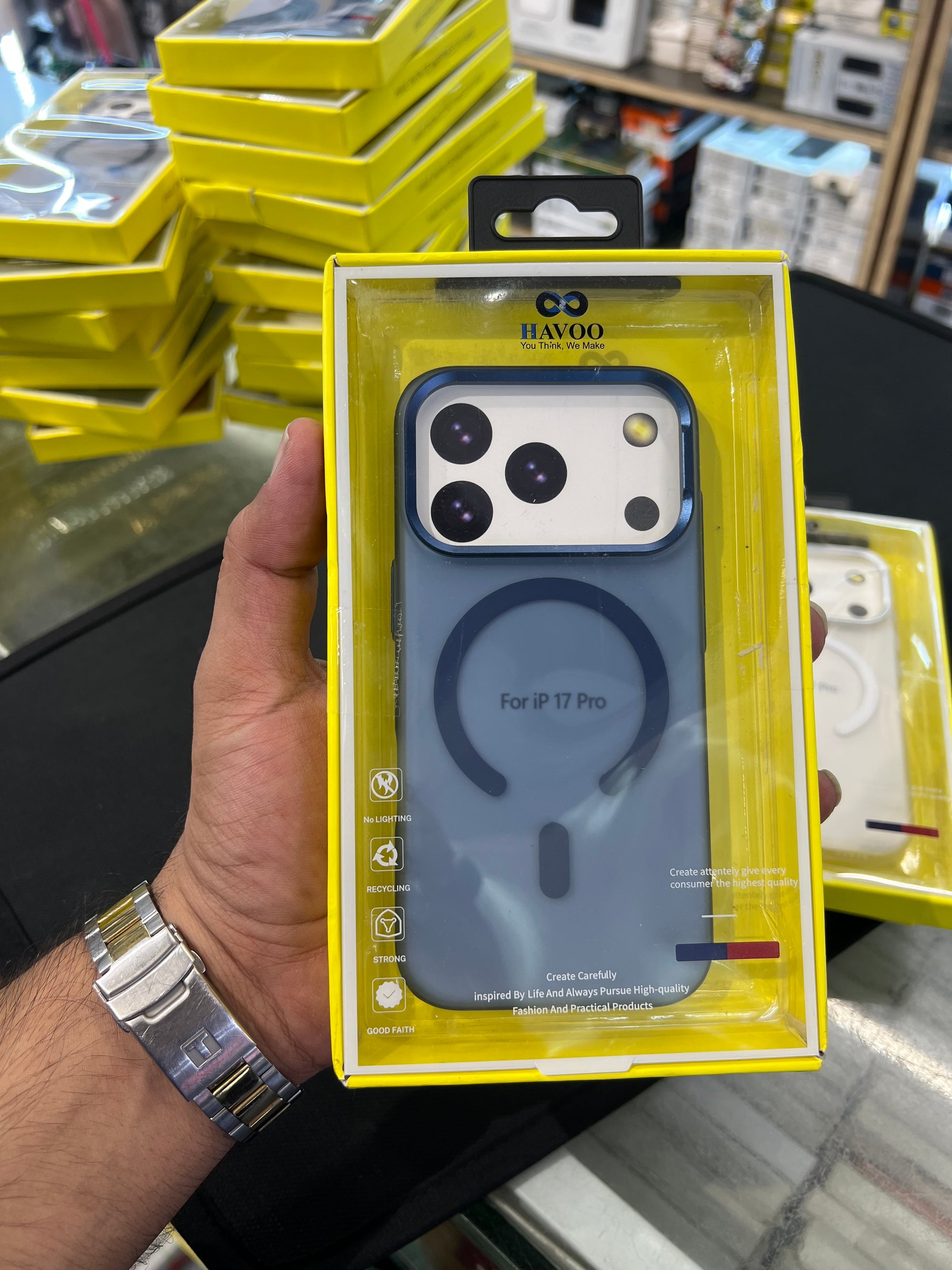 Paper matte blue case with canera protection 17 pro