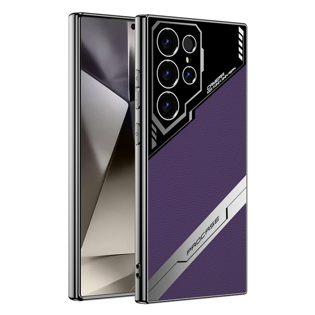 Electroplated Leather Anti-fall Protective Phone Case s24 ultra purple leather case