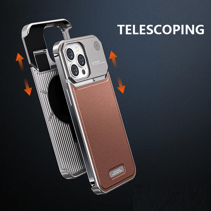 iPhone 16 Pro Super Slim AeroFLex Metal Frame Less Leather Case with Magsafe - Brown