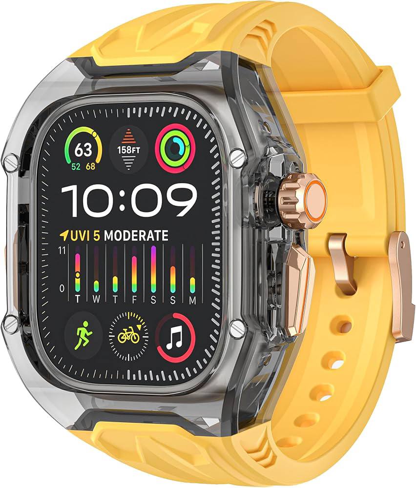 Gk® Clear Heavy Duty Watch Case Band Compatible with Apple iWatch Series | many colours available | For Apple Watch case 46 mm