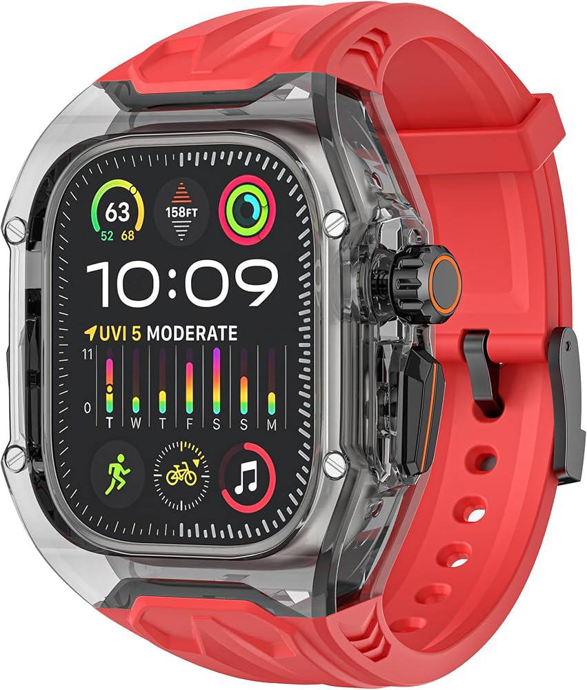 Gk® Clear Heavy Duty Watch Case Band Compatible with Apple iWatch Series | many colours available | For Apple Watch case 46 mm