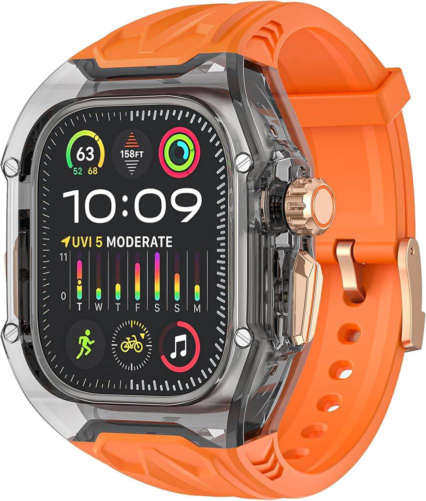Gk® Clear Heavy Duty Watch Case Band Compatible with Apple iWatch Series | many colours available | For Apple Watch case 46 mm