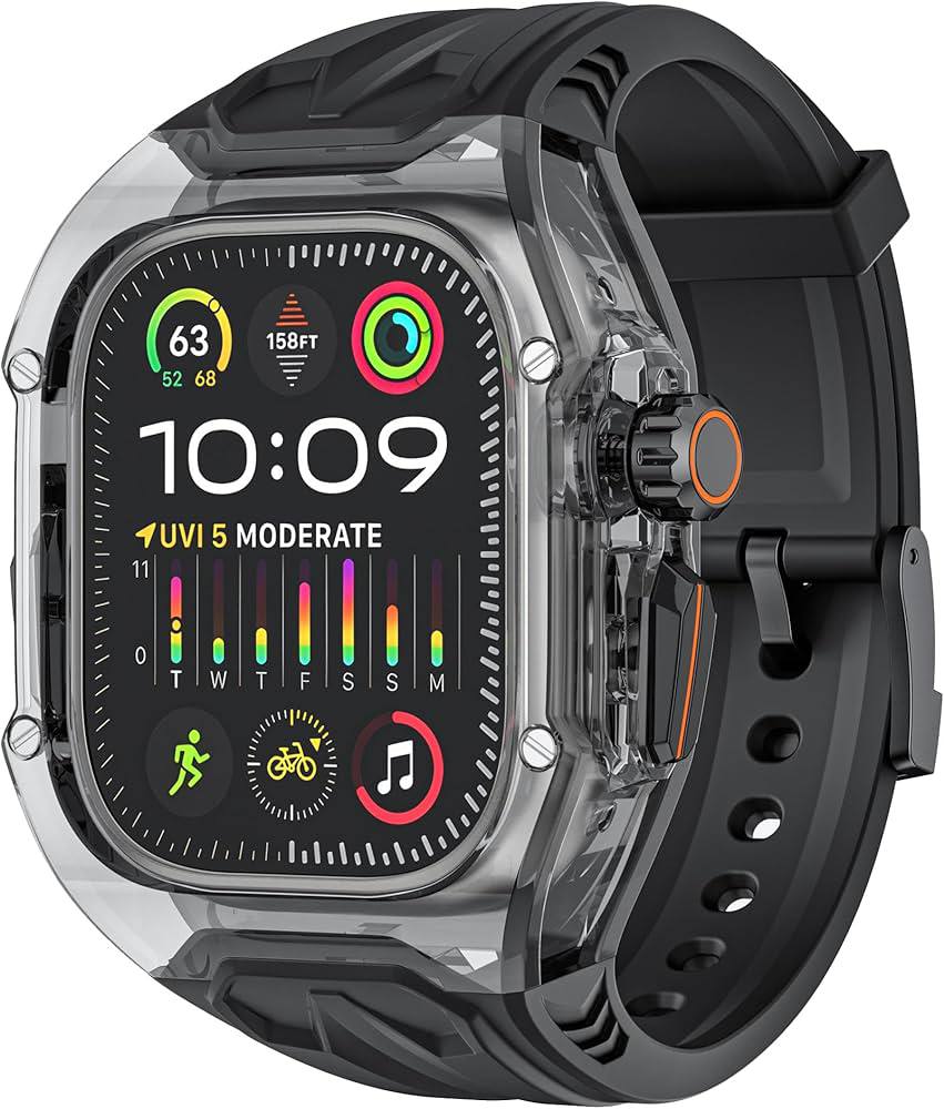 Gk® Clear Heavy Duty Watch Case Band Compatible with Apple iWatch Series | many colours available | For Apple Watch case 46 mm