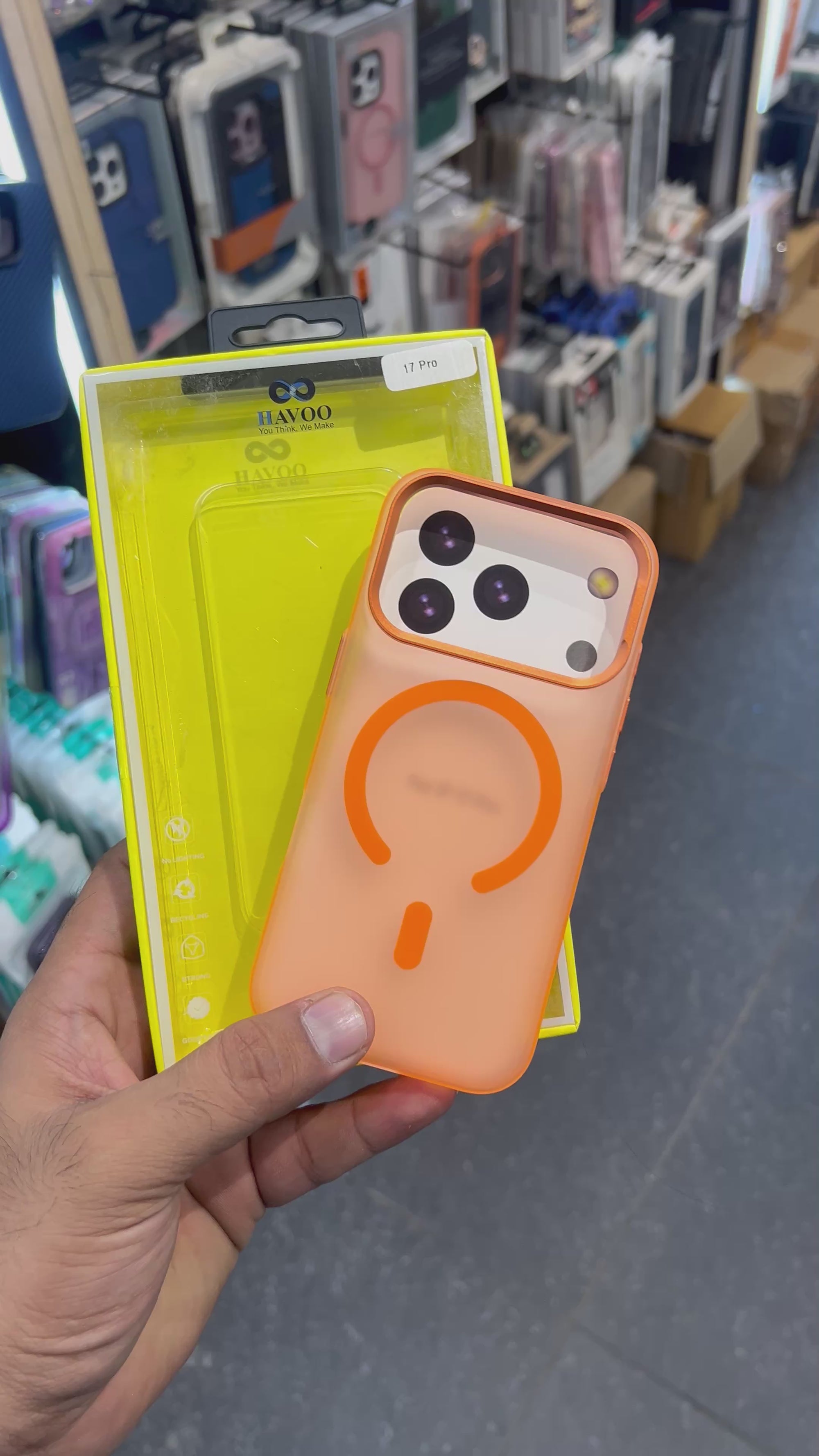 Paper matte orange case with canera protection 17 pro maxx