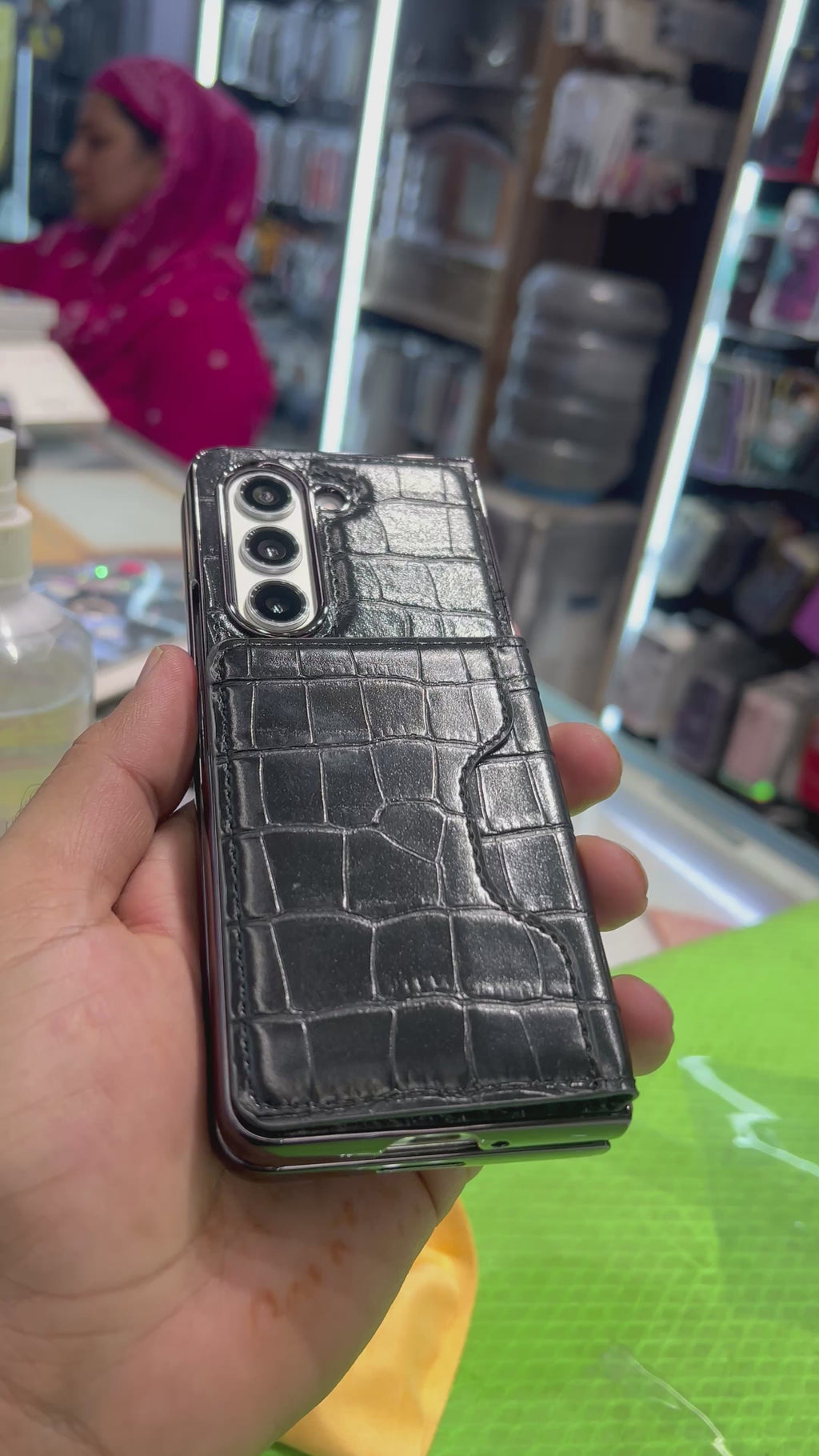 Galaxy fold 6 leather pocket case front glass protection